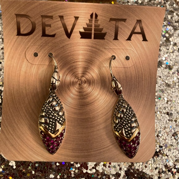 Devata sterling/18kt red crystal drop earrings - Picture 5 of 6